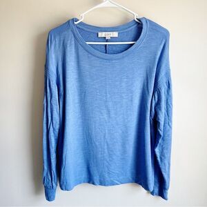 Loft Blue Smocked Long Sleeve Blouse